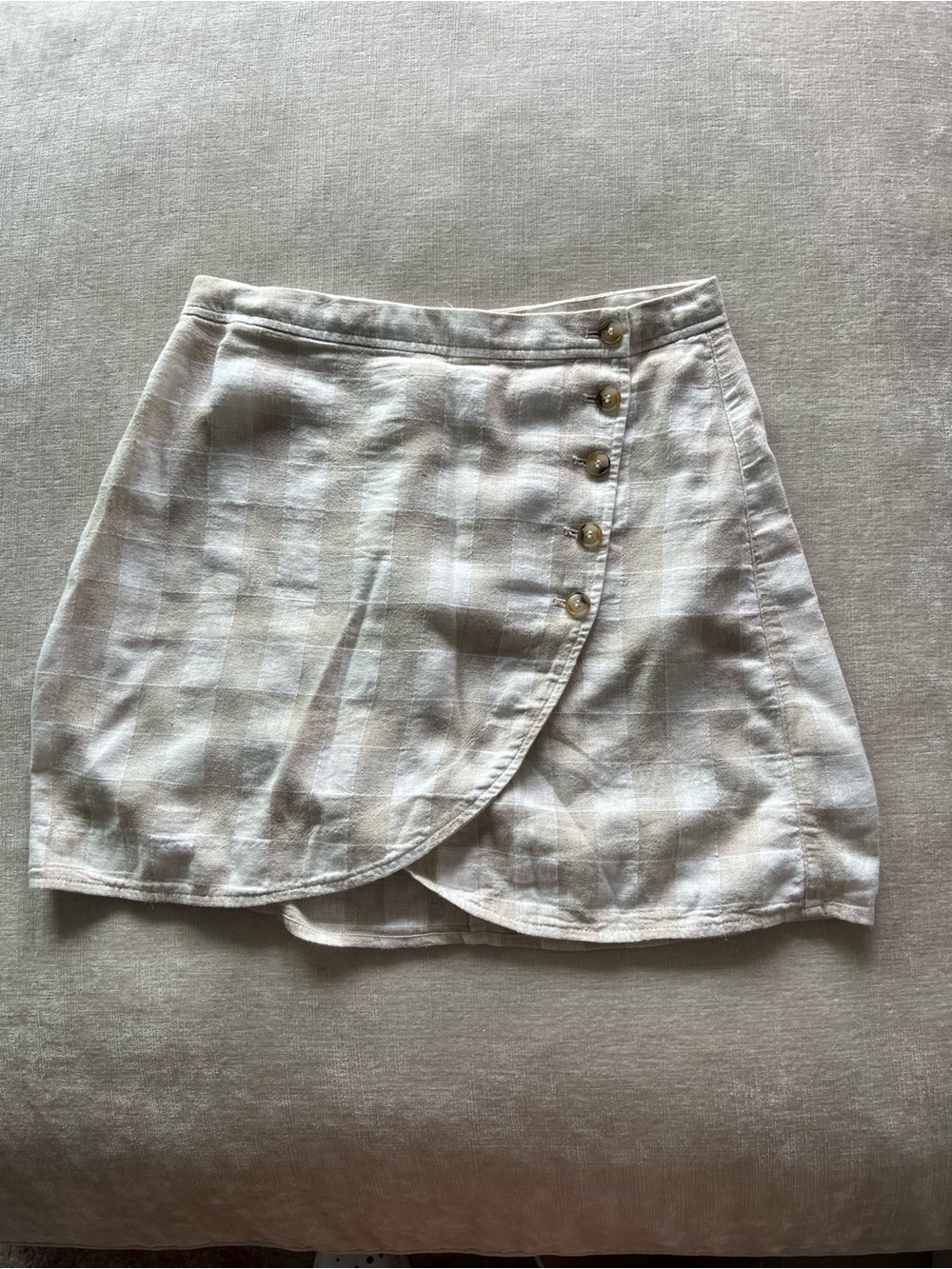 Madewell Cream Plaid linen skirt